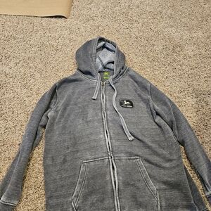 Gray Zip-Up Hoodie with Logo